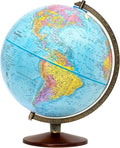 Replogle World Globe with Stand, 12 Inch diameter globe with 3-D Raised Relief Texture. Perfect for Children And Kid's Classroom and home Decor, Made In USA. (Non-Illuminated Presscraft Blue)