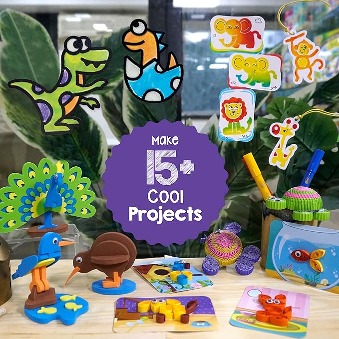 Imagimake 5 in 1 Awesome Craft Kit | Over 15 Projects - Creative DIY Arts & Crafts, Craft Kit for Kids | Gifts for 5 6 7 8 9 10 11 12 Years Old Girls & Boys | Arts and Crafts for Kids Ages 6-8 & 8-12