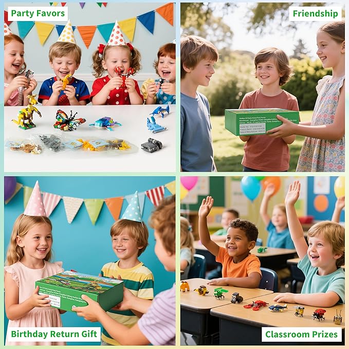 30 Packs Party Favors for Kids, 888 PCS Animal Building Blocks Mini Sets Party Favors for Goodie Bags Stuffers Classroom Prizes Return Gifts Birthday Bulk Gifts for Boys Girls Student Ages 6+
