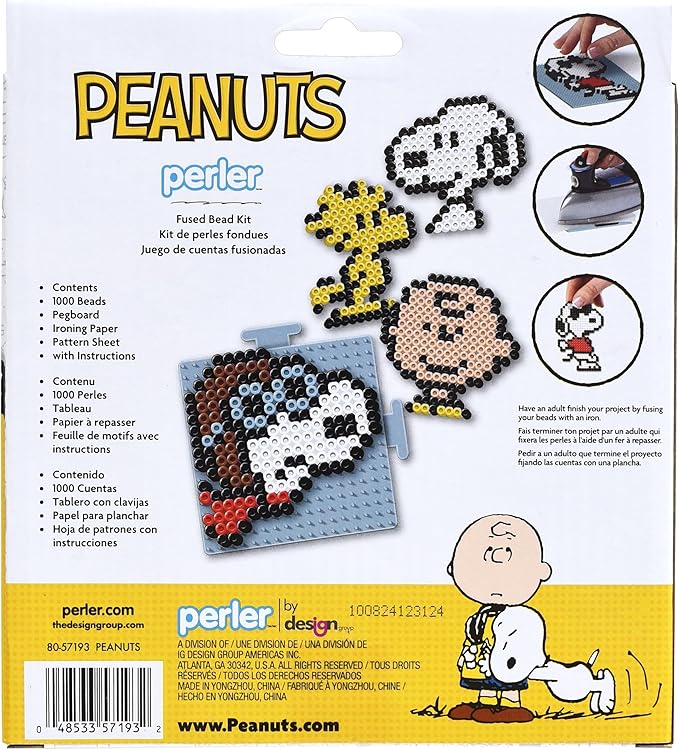 Perler 80-57193 Peanuts Snoopy and Friends Fused Bead Craft Activity Kit with Four Patterns, Multicolor, 1003 Pieces