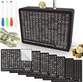 Piggy Bank for Adults Kids, Wooden Coin Bank for Boys and Girls, Cash Vault Money Saving Box with Counter $10000 $5000 Savings Challenge Money Box with Money Target and Numbers (Black Box+ 8 Sheets)
