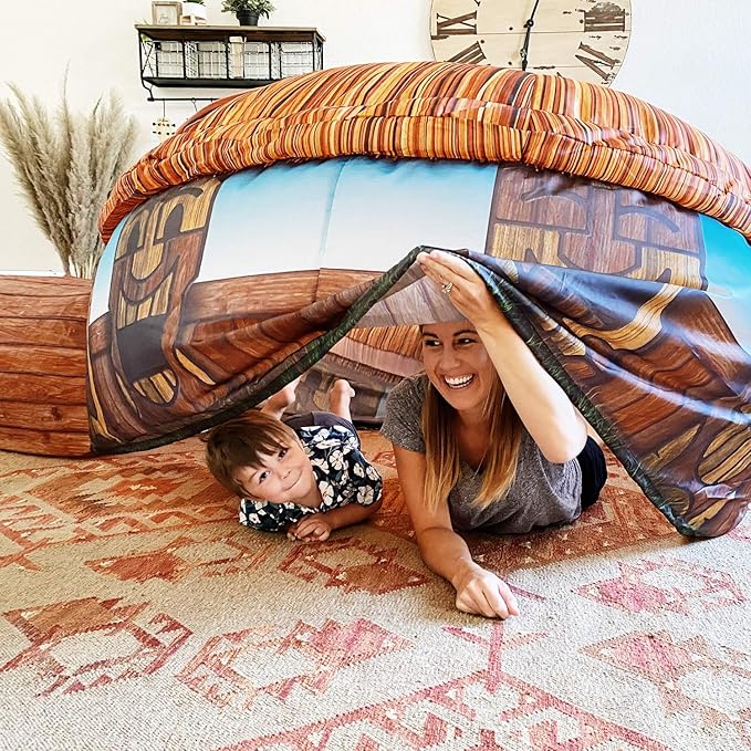 The Original Patented AirFort - Build A Fort in 30 Seconds, Inflatable Fort for Kids, Play Tent for 3-14 Years, A Playhouse Where Imagination Runs Wild, Fan not Included (Tiki Hut)