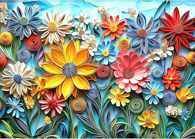 Puzzles for Adults 1000 Pieces Colorful Flower Jigsaw Puzzles 1000 Pieces Challenging Art Paper Puzzle Impossible Difficult Plant Puzzle for Adults