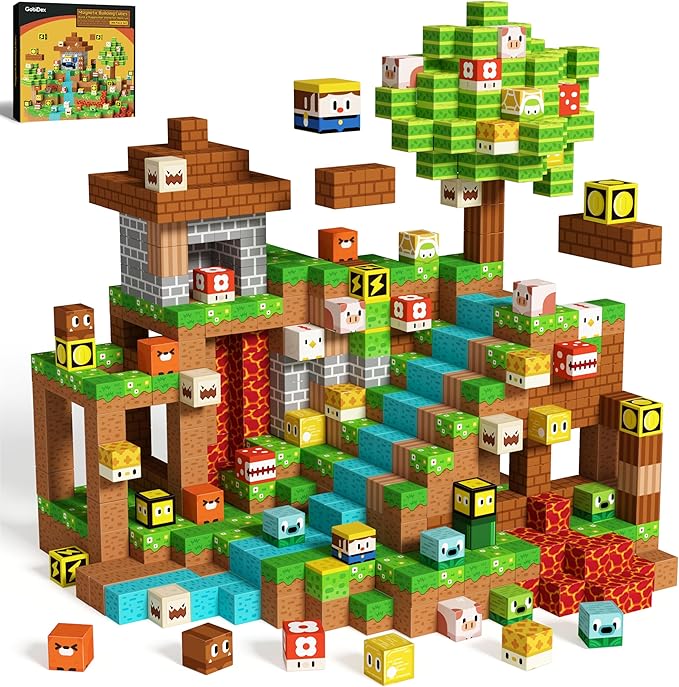 GobiDex 200PCS Magnetic Blocks Game-Based Building Toys for 3+ Years Old Boys Girls, Magnets Toys STEM Sensory Gift for Kids