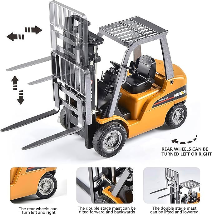 Forklift Truck Toy with Moveable Joint, 1:50 Scale Diecast Warehouse Lifting Vehicle for Kids, Forklift Toy, Alloy Fork Truck Model Toy for Kids Play, Collection or Decorative Ornament