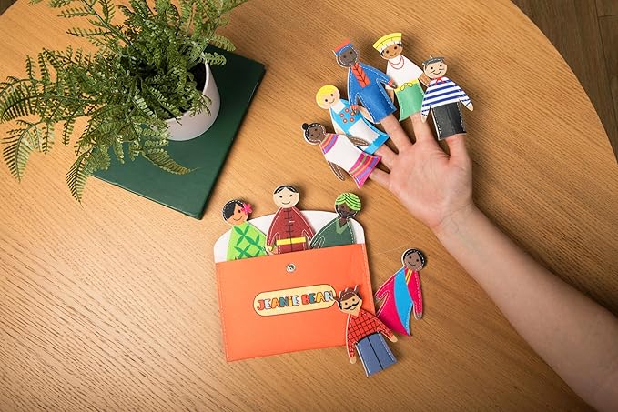 Finger Puppets for Toddlers (Set of 10) - People of The World Educational Toys for Kids w/Felt Envelope - Toddler Finger Puppets for Fun, Cultural Exploration - Gift for Kids