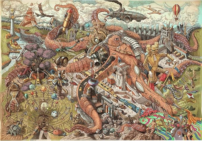 HUNGRY MINDS Octopolis 1000 Piece Jigsaw Puzzle for Adults - Challenging and Difficult Puzzle with Stunning Octopus Theme - Perfect for Expert Puzzle Enthusiasts - Brain-Teasing Gift
