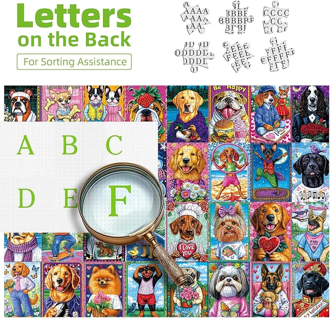 Dog Collage 1000 Piece Jigsaw Puzzle for Adults Colorful Pet Portrait Unique Fun Dogs Jigsaw Puzzles Challenging Funny Family Puzzle Perfect for Game Nights (27.5"x19.6")