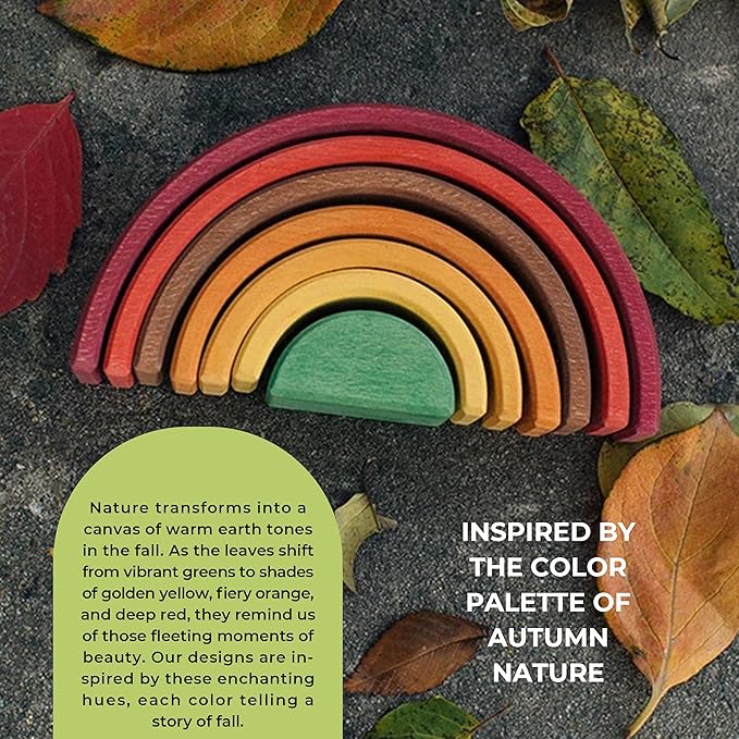 AVDAR 7Pcs Wooden Rainbow Stacker Toy, Montessori Nesting Puzzle for Kids, Rainbow Blocks