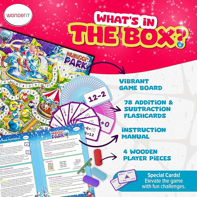 Number Park - Addition & Subtraction Math Games for Kids Ages 5-8 - Fun Educational Learning Game - Board Games for Kindergarten & Up - Gift