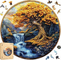 Puzzles for Adults, Tree of Life Waterfall River Wooden Jigsaw Puzzles 200 Pieces Unique Shape Adult Puzzles, Irregular Wood Creative Gift for Adults Family Game(11.2x11.2 in)