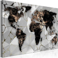 artgeist Textured Canvas Wall Art World Map 24x16 in - 1pcs Painting Canvas Prints Picture Artwork Image Framed Modern Photo Wall Home Marable Black k-C-10012-b-a