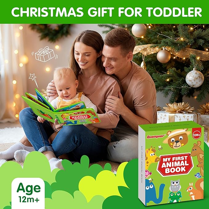 Quanquer Animal Busy Book for Toddlers 1-3 - Montessori Sensory Felt Activity Book for 1 Year Old Boys and Girls, Educational Travel Toy for Airplane Car, Christmas Birthday Gifts for Toddlers