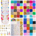 Goldwise Friendship Bracelet Kit 4 Boxes-13078 Pcs 72 Colors Bracelet Making Kits with Clay, Glass Seed and 3 Styles Letter Beads with Charms for DIY Craft Gift