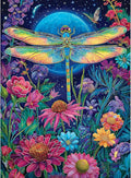 500 Piece Jigsaw Puzzles for Adults, Moonlit Dragonfly in Flower Garden Puzzles for Adults, Fun and Challenging Puzzle for Family Time, Relaxing Gift for Adults, Kids, Seniors, 20.5 x 15 in