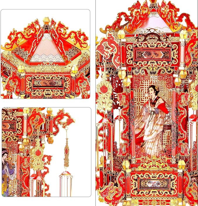 Piececool 3D Puzzles for Adults, Palace Lantern DIY 3D Metal Models Kit,Chinese Traditional Culture 3D Models Puzzle Fidget Toys Hobbies for Men, Great Christmas Birthday Gifts-257 Pcs