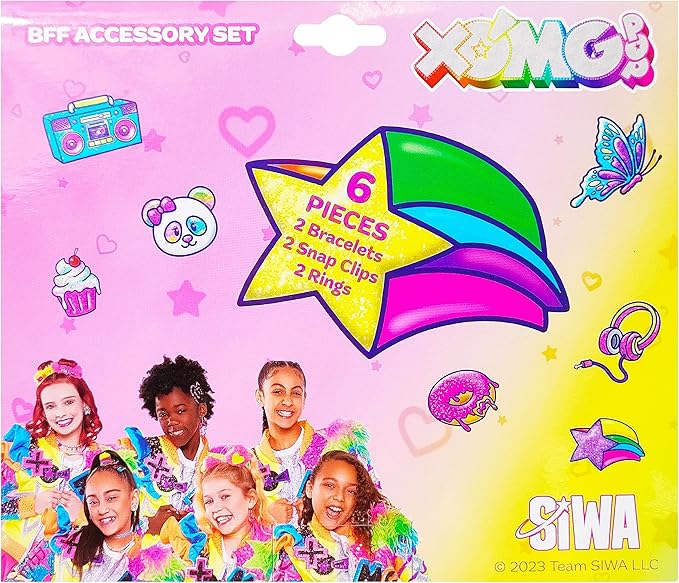 LUV HER XOMG POP Girls BFF 6 Piece Toy Jewelry Box Set with 2 Rings, 2 Bead Bracelets and Snap Hair Clips Ages 3+