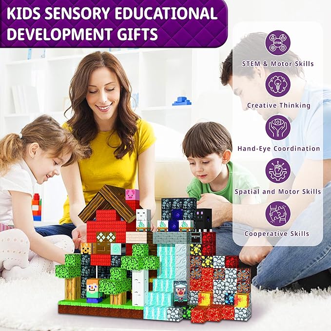 Magnetic Blocks丨150PCS Magnetic Building Blocks for Kids Ages 4-8 丨STEM Sensory Construction Stacking Travel Toys with Magnatiles Cubes Gifts for Boys Girls 3 4 5 6 7 8-12 Years
