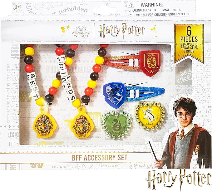 LUV HER Harry Potter Girls BFF 6 Piece Toy Jewelry Box Set with 2 Rings, 2 Bead Bracelets and Snap Hair Clips Ages 3+