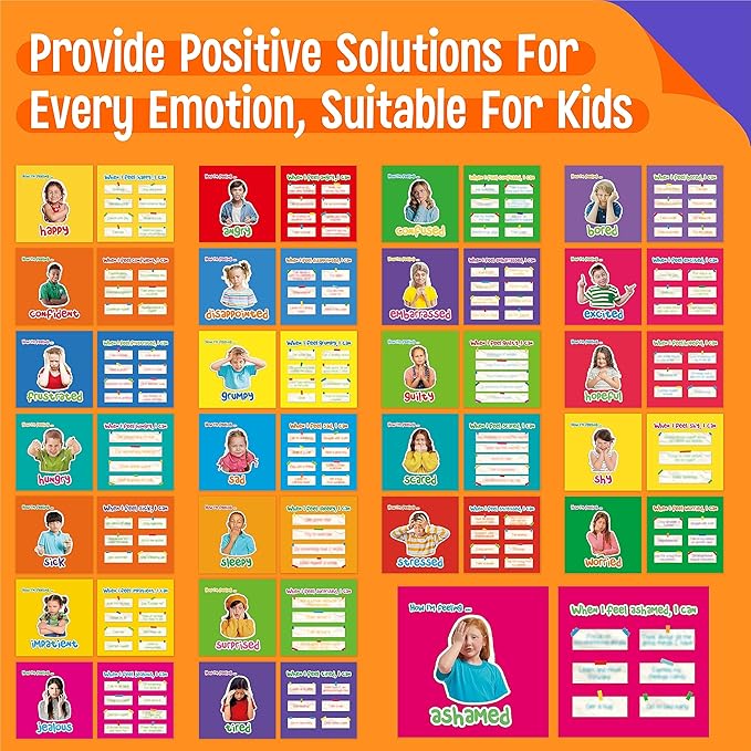 Emotions Flip Chart, 25 Different Moods with Coping Skills-Learn to Identify Various Moods, Real Person Feelings Flipbook for Kids with Autism, ADHD -Educational Tools for Therapy, Classroom, Home Use