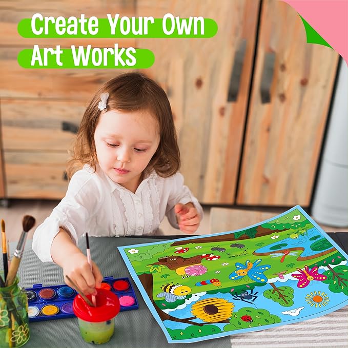 Reusable Sticker Activity Pad, 5 Large Size Scenes, 5 Coloring Pages & 270 Reusable Stickers, Statistic Sticker Pad for Preschool, Kids