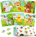 SYNARRY 6 Pack Wooden Jigsaw Puzzles for Kids Ages 3-5 Years Old, 9 Pieces Toddlers Animal Puzzles, Educational Preschool Learning Toys for Children Boys and Girls, Best Kids Puzzle Toys & Gifts