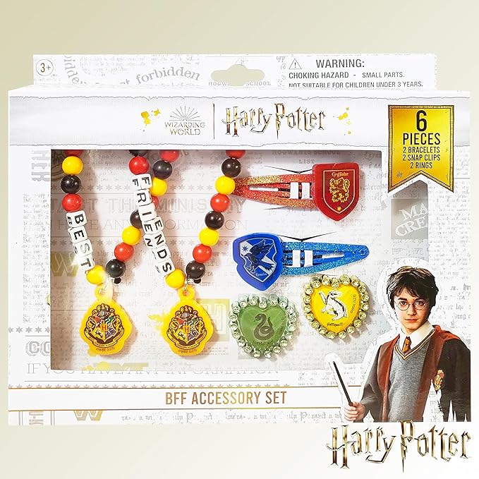 LUV HER Harry Potter Girls BFF 6 Piece Toy Jewelry Box Set with 2 Rings, 2 Bead Bracelets and Snap Hair Clips Ages 3+