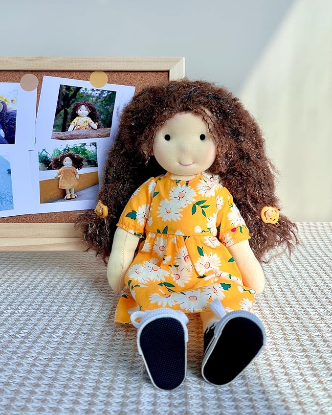 BlissfulPixie Dagmar 12" Soft Girl Rag Doll, Ideal First Doll for Babies & Toddlers