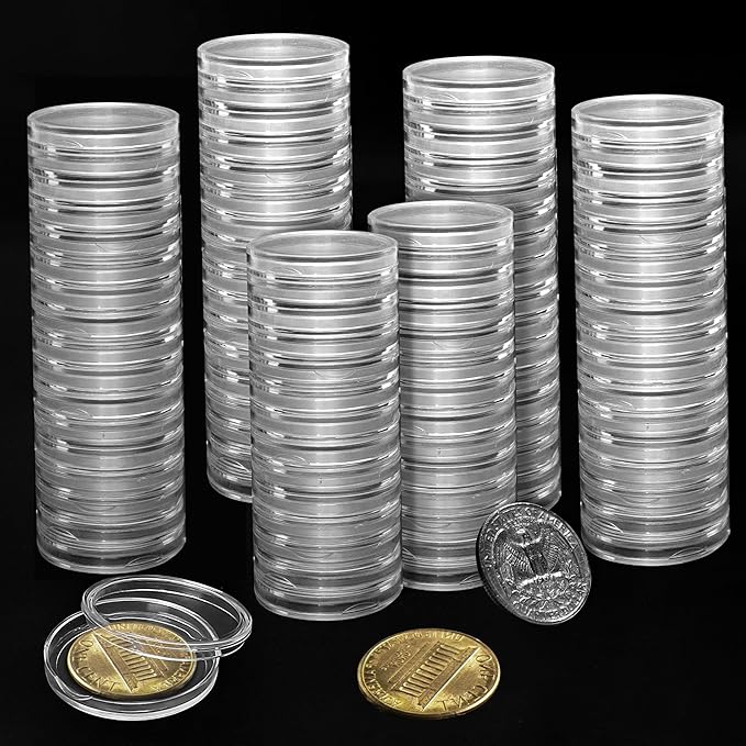 400 pcs x 21mm Coin Capsules Holder Protect Coins Storage Organizer for Coin Collection Supplies - Coin Holders Display Cases for Collectors