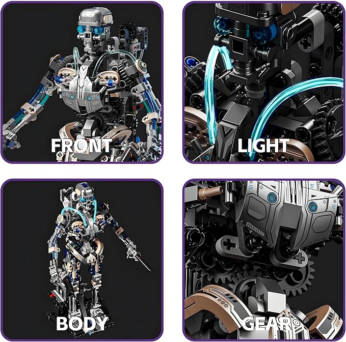 Mechanical Skeleton Robot Building Block Toy 692+Pieces Twistable Body and Poseable Design Creative STEM Toy for Kids and Adults