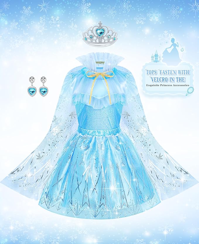 Jeowoqao Princess Dress Up Princess Dress for Girls, Dress up Clothes Little Girl Princess Pretent Play Costume Christmas Birthday Gift for Toddler Girls Age 3 4 5 6 Years