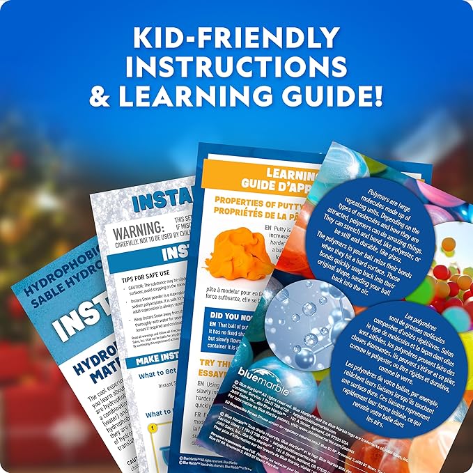 Blue Marble Science Surprise Christmas Ornament Kit for Kids – 4 Ornaments with Holiday Science Experiments Inside - Bouncy Ball Craft, DIY Instant Snow Activity, Stocking Stuffers for Boys and Girls