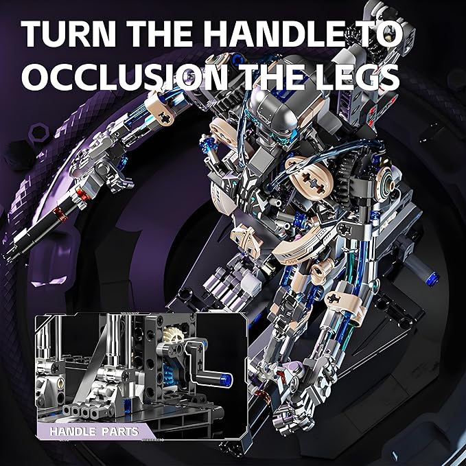 Mechanical Skeleton Robot Building Block Toy 692+Pieces Twistable Body and Poseable Design can be Driven by Hand or Motor Creative STEM Toy for Kids and Adults