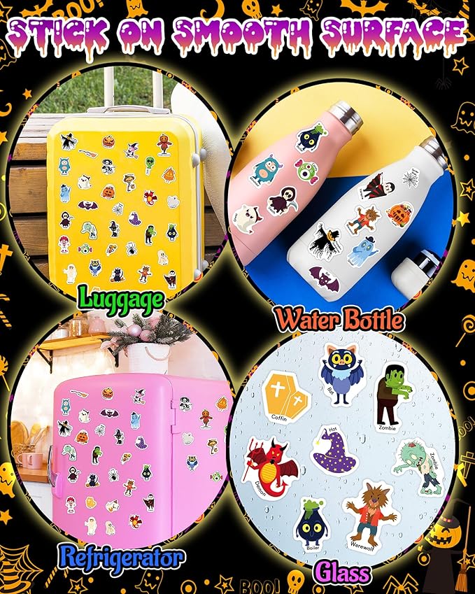 Halloween Sticker Books for Kids, Reusable Sticker Books for Toddlers 1-3, 2-4, Halloween Travel Toys Acticities Crafts Birthday Gifts for Boys Girls Kids