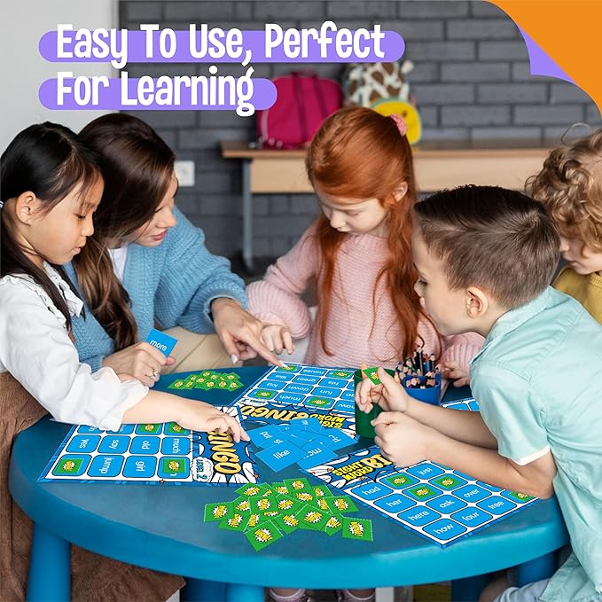 Sight Word Bingo Game, 144 Sight Words Learn to Read Level 1 & Level 2 Bingo Board Game Dolch & Fry Words Lists for Kindergarten, Classroom, Home, Grade 1st, 2nd, Kids 4-8 (2-40 Players)