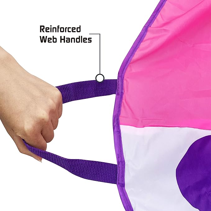 Parachute for Kids with Handles – Rainbow Multi-Colored with 16 Balls in Carry Bag, Parachute Toy for Ages 3+Toddlers, to Seniors (10ft – 12 Handles)