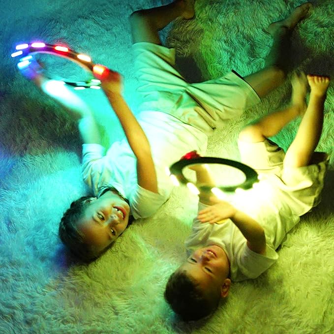 TOSY Flying Ring - 12 LEDs, Super Bright, Lost Mode, Auto Light Up, Camping Essentials for Kids/Teens/Boy/Girl, Safe & Soft, Waterproof, Pool/Beach Games, Lightweight Toy (Red)