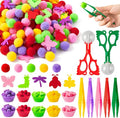 EZdhuawuse Fall Insects Sensory Bin Fillers Toys - 268 Color Counting Sorting Fine Motor Toys Set for Kids, Felt Dragonfly Butterfly Pom Poms Cups Clips for Preschool Education Birthday