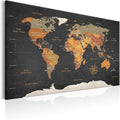 artgeist Pinboard World Map 35x24 in - Cork Board & Canvas Print Wall Art 1 pcs Memoboard with 50 Pins Noticeboard Message Board Image Picture Home Decor Travel Map k-C-0048-p-c