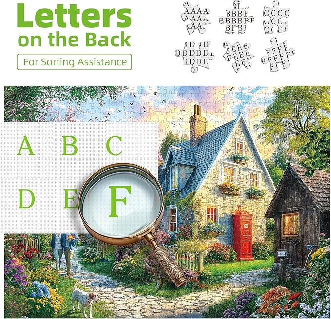 Cottage Village Church 1000 Piece Jigsaw Puzzle for Adults Countryside Scene Puzzle Challenging Beautiful Country Garden Landscape Family Puzzle Perfect for Game Nights (27.55 x 19.68)