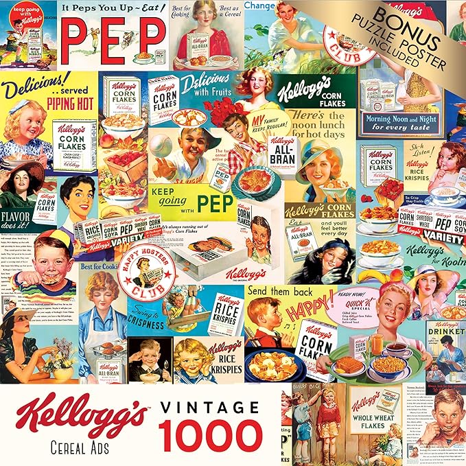 RoseArt - Kellogg's - Cereal Ads - 1000 Piece Jigsaw Puzzles for Adults