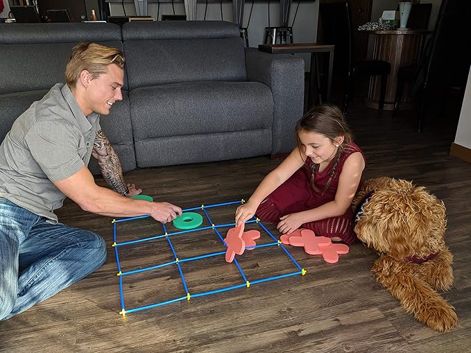 RAINBOW TOYFROG Jumbo Tic Tac Toe Set, Large Indoor/Outdoor Games, Backyard Fun for Kids & Adults, Party Play with Carry Bag
