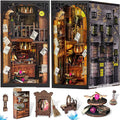 DIY Book Nook Kit, 3D Wooden Puzzle Miniature Booknook Bookend Bookshelf Decor with LED Light, Dust Cover, Book Nook Kits for Adults Teen (Magic Wand Shop)