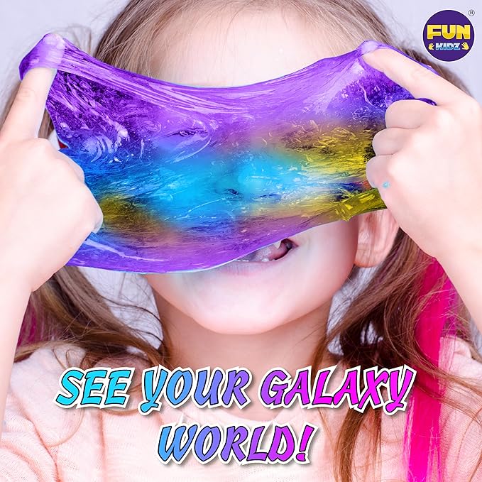Toy Galaxy Slime Kit for Boys Girls 10-12, FunKidz Ultimate Metallic Slime Making Kit for Kids Ages 8-10 D.I.Y. Glow, Galactic, Fun Slime Gifts