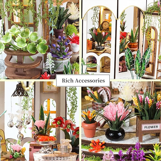 ISSEVE Book Nook Kit, Miniature House Kit with LED Light, Wood Garden DIY Mini House Building Kit, Tiny Dollhouse Home Decor, Halloween Christmas Birthday Crafts Gifts for Adults (Hanging Garden)