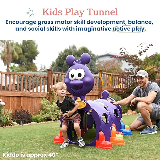 ECR4Kids ELR-12511 Indoor/Outdoor Peek-A-Boo Caterpillar Climbing Play Structure for Kids, Purple