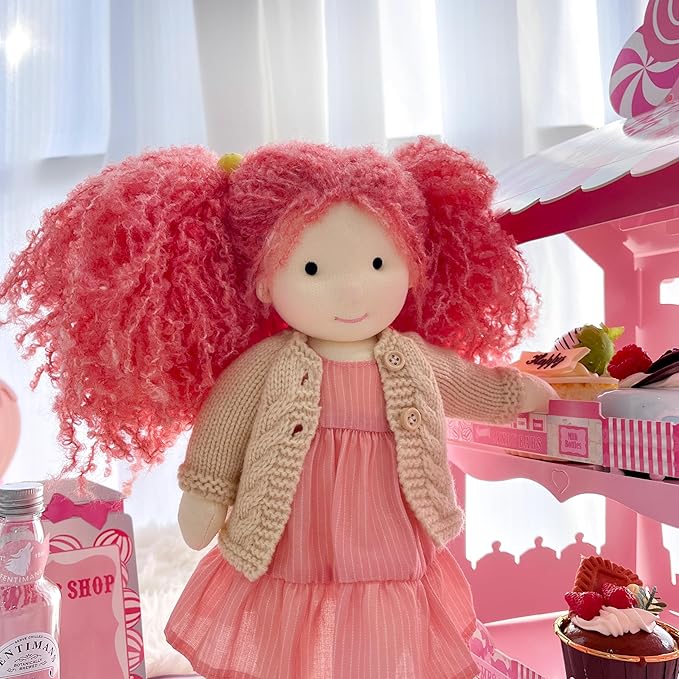 BlissfulPixie Waldorf Handmade Rag Doll - Personalized Collectors Plush for Kids Birthday Present With Beautiful Box-Caroline 12"
