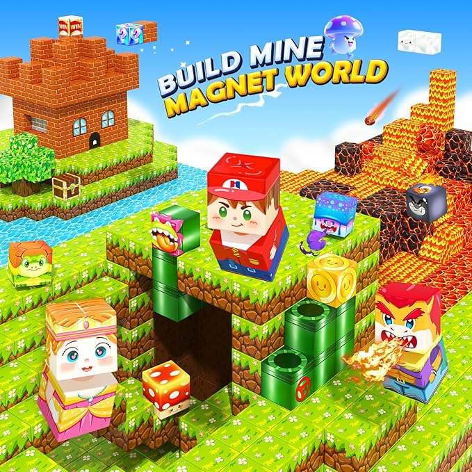 Magnetic Blocks Building Toys, Mine Magnet World Game Set for Kids Ages 4-8 5-7 6-8, STEM Sensory Magnetic Toys for Toddlers, Gift for 3+ Year Old Boys Girls