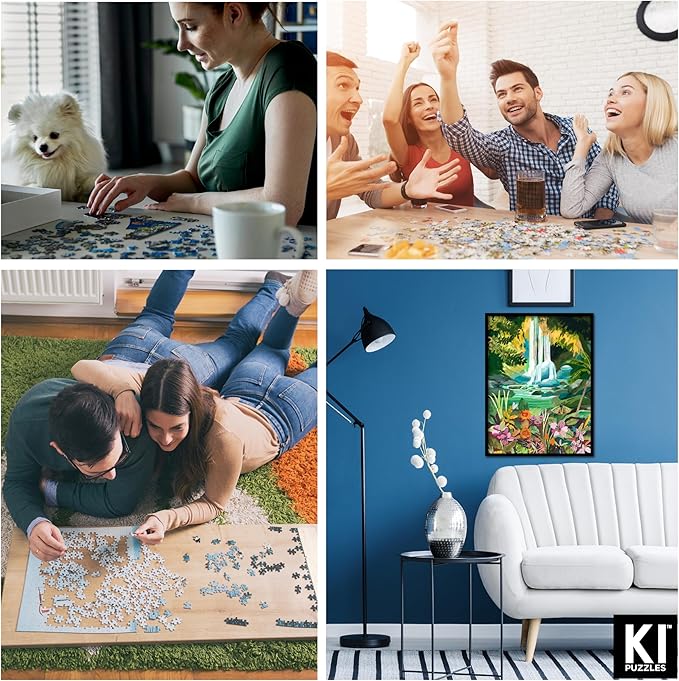 KI Puzzles 500-Piece Jigsaw Puzzle – Aromatherapy Blueboard with Candle – Rhi James Chasing Waterfalls – 24x18 Cozy & Relaxing Hygge Puzzle for Adults & Teens