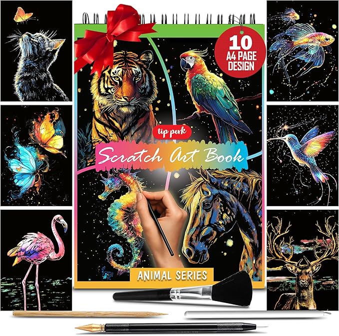 Animals Scratch Art Book for Adults - Colorful Animal Series Scratch Art | Scratch Painting Foil Art for Adults | Scratch and Sketch Animal Series Books | Foil Engraving Scratch Art (Animal Series)